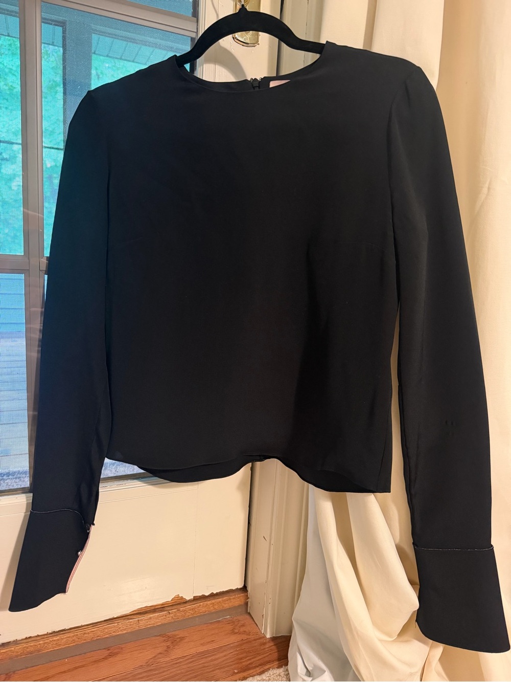 Roksanda Black Blouse Pink Contrast Statement Cuffs Size 10